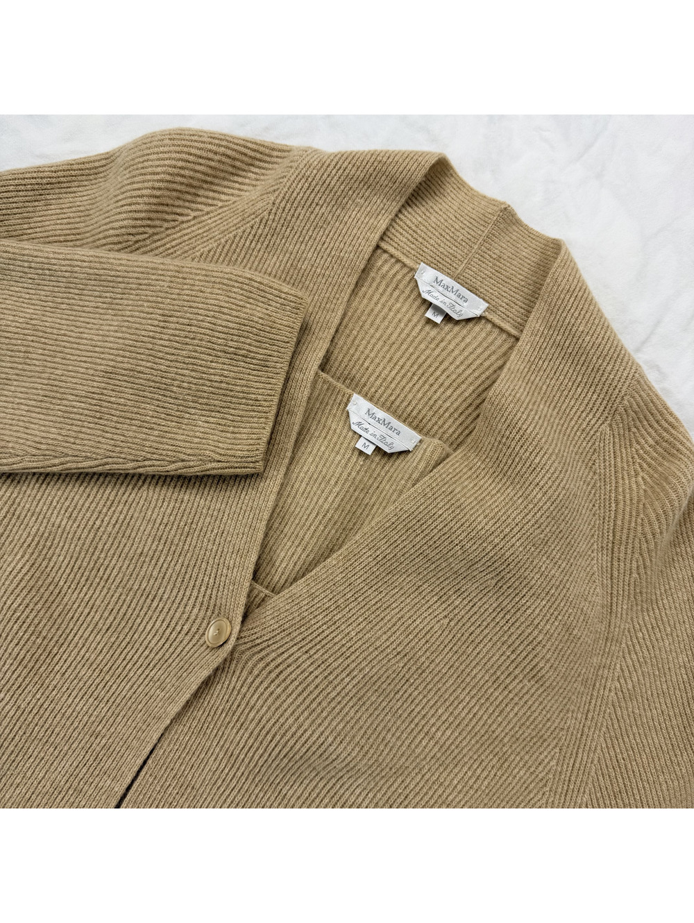 Max Mara Italy Wool Cashmere Twin Set Cardigan Tank M Camel Tan Quiet Luxury